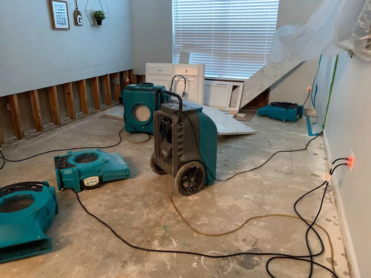 Dehumidifier in flood-cut room for Water Damage Restoration in Ivins